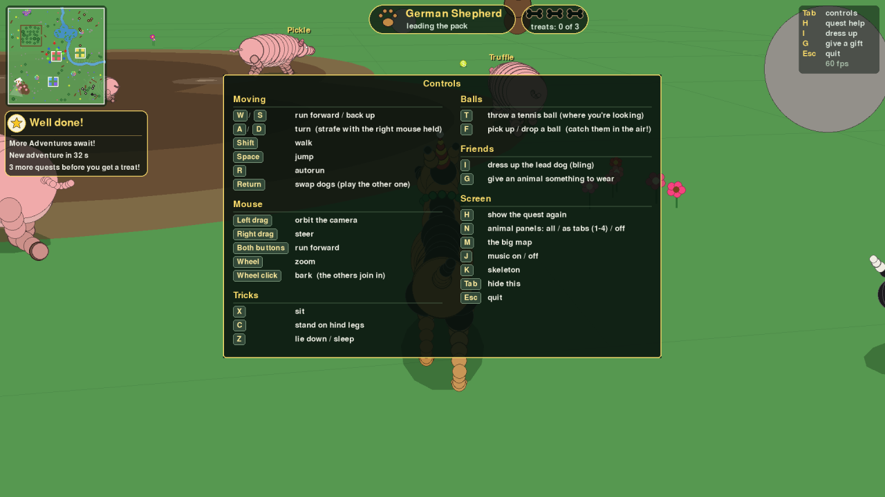 The Tab controls screen, every key in its own box