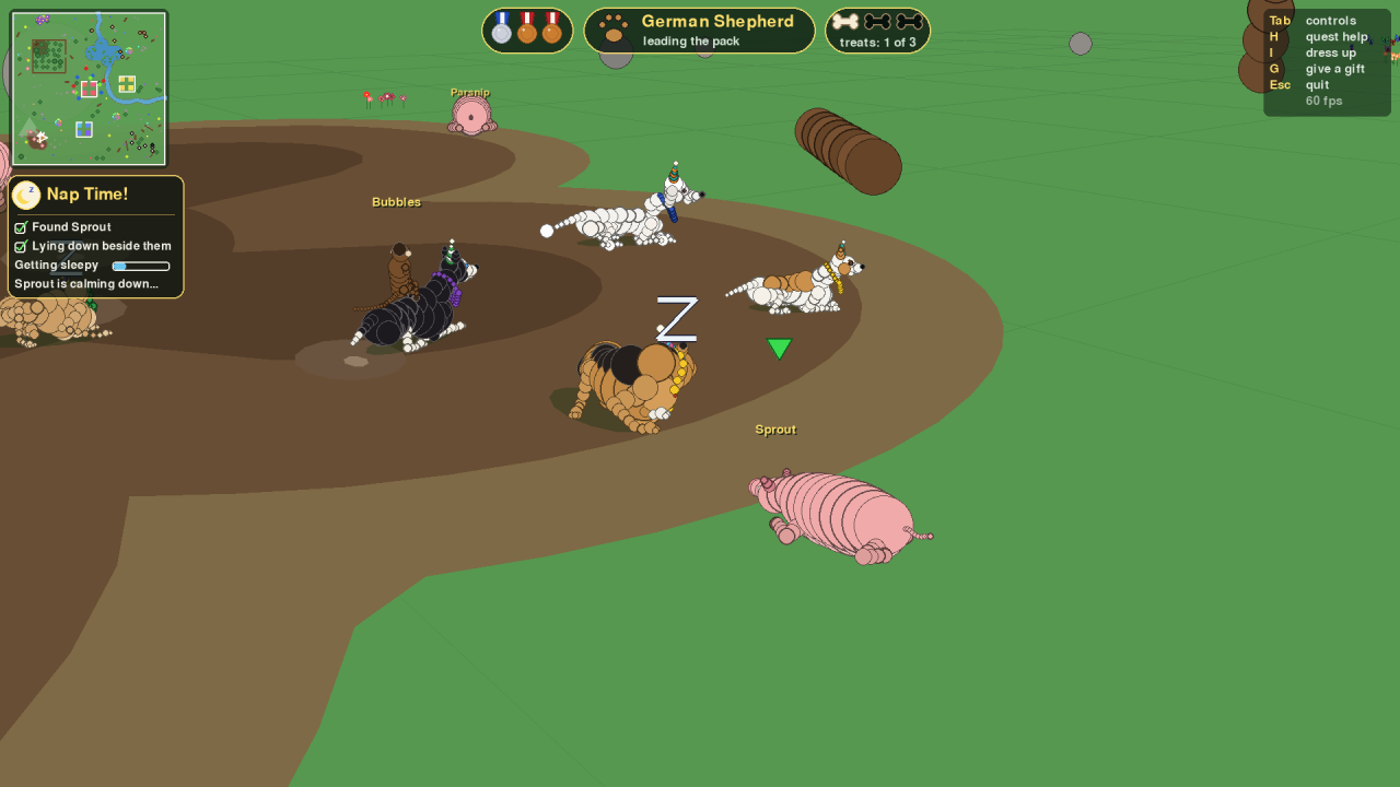 The Shepherd lying beside a piglet, the sleepy bar filling