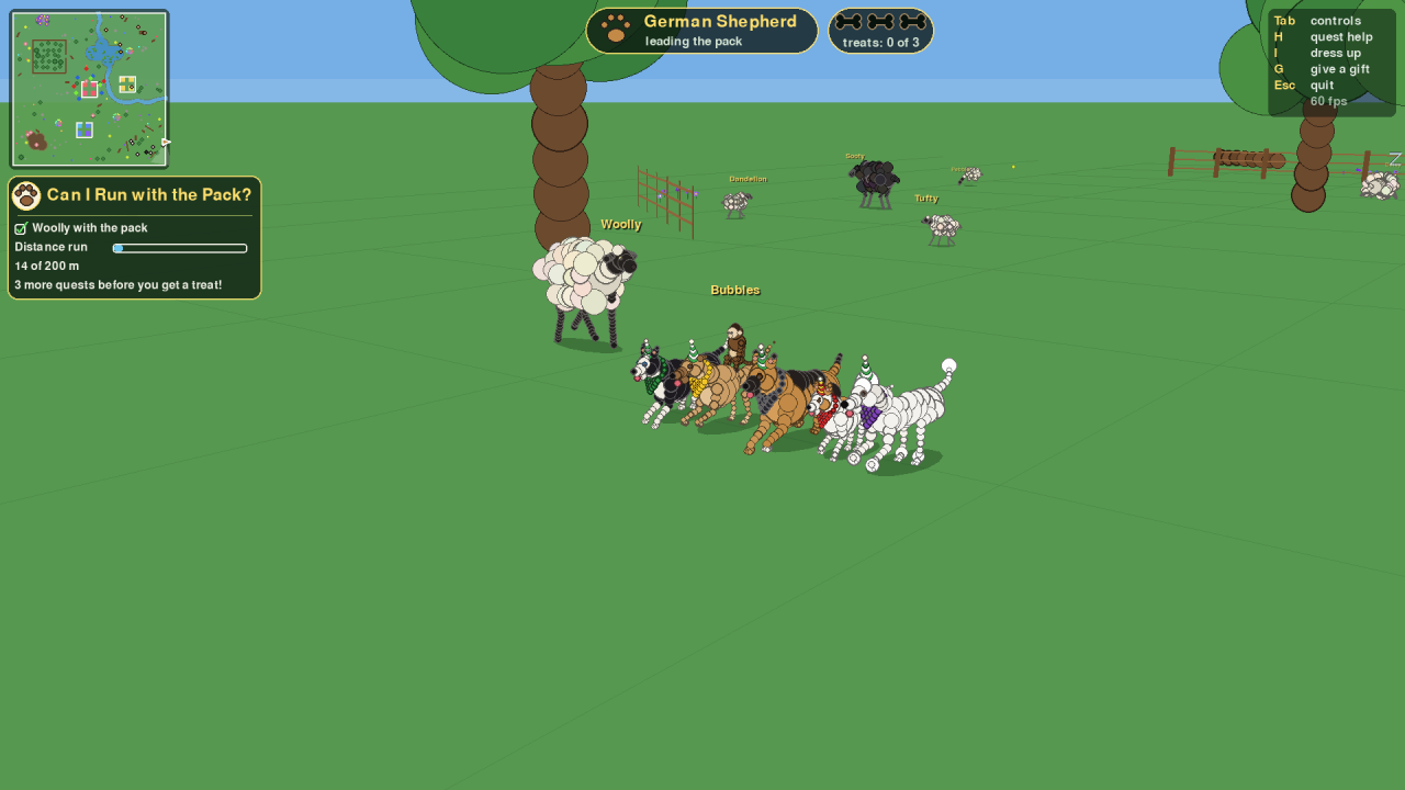 A lamb running with the pack