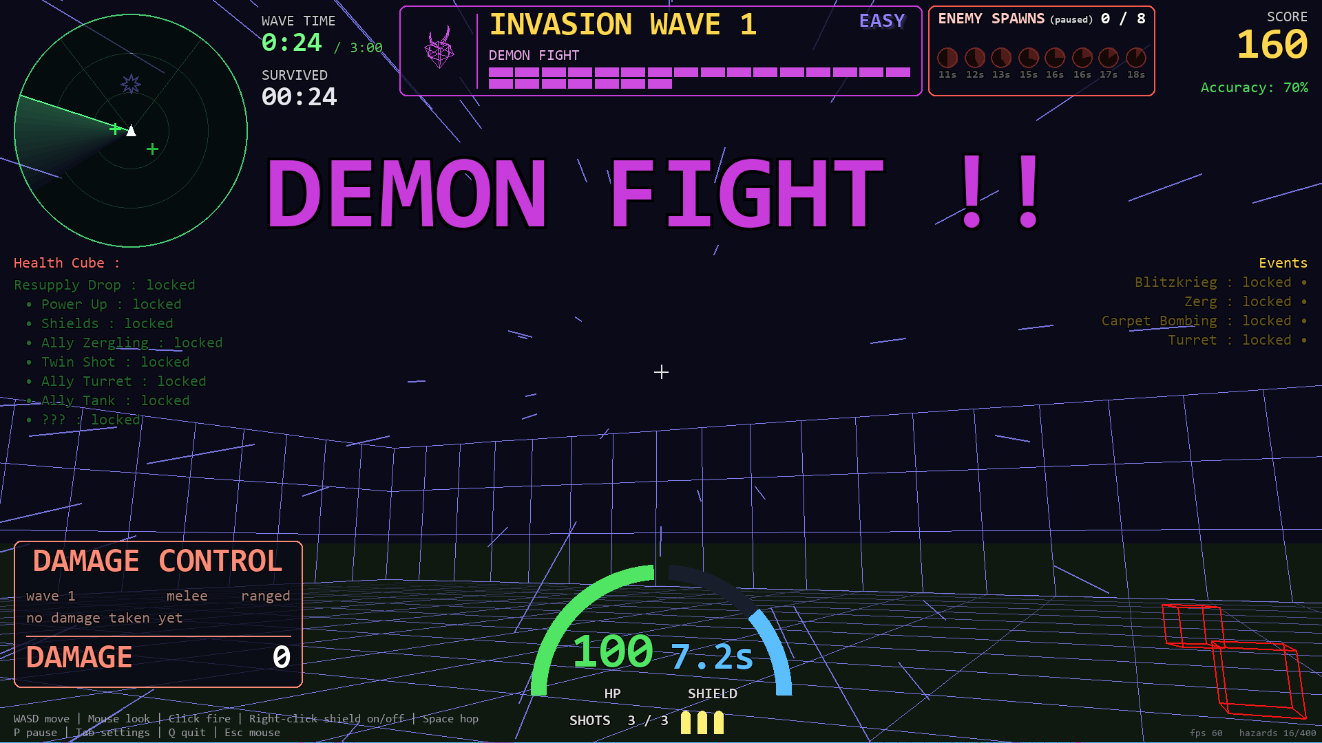 A demon zoning in out of a wide burst of streaks